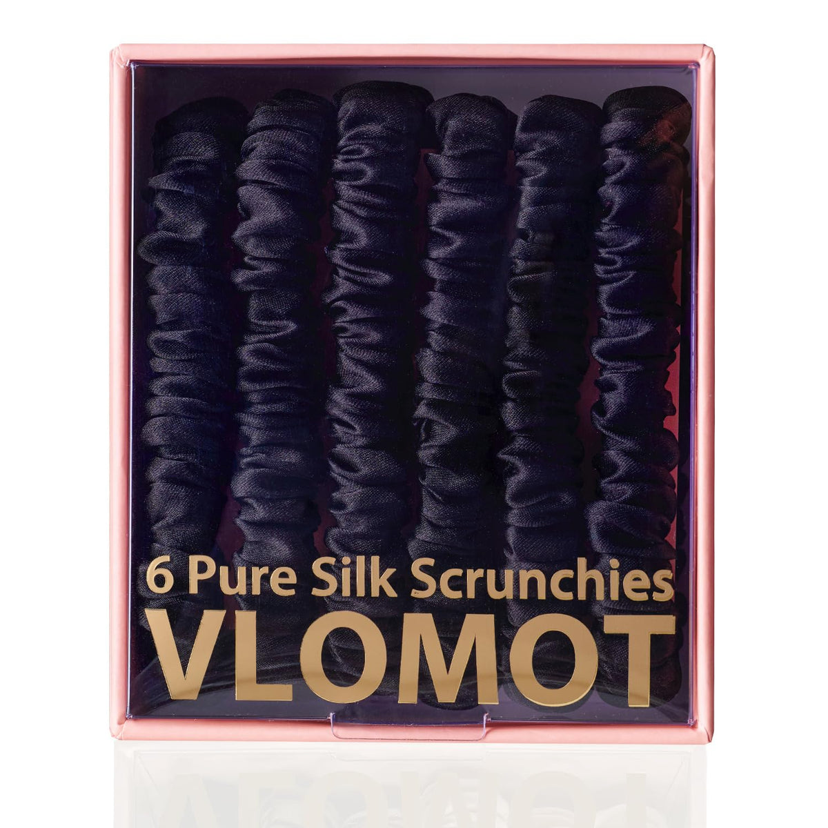 VLOMOT silk scrunchies six-colors closeup showing smooth silk surface for gentle hold.