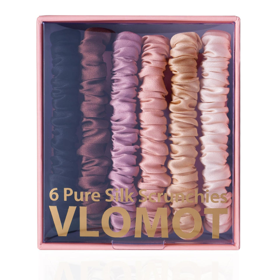 VLOMOT silk scrunchies six colors set for versatile daily wear.
