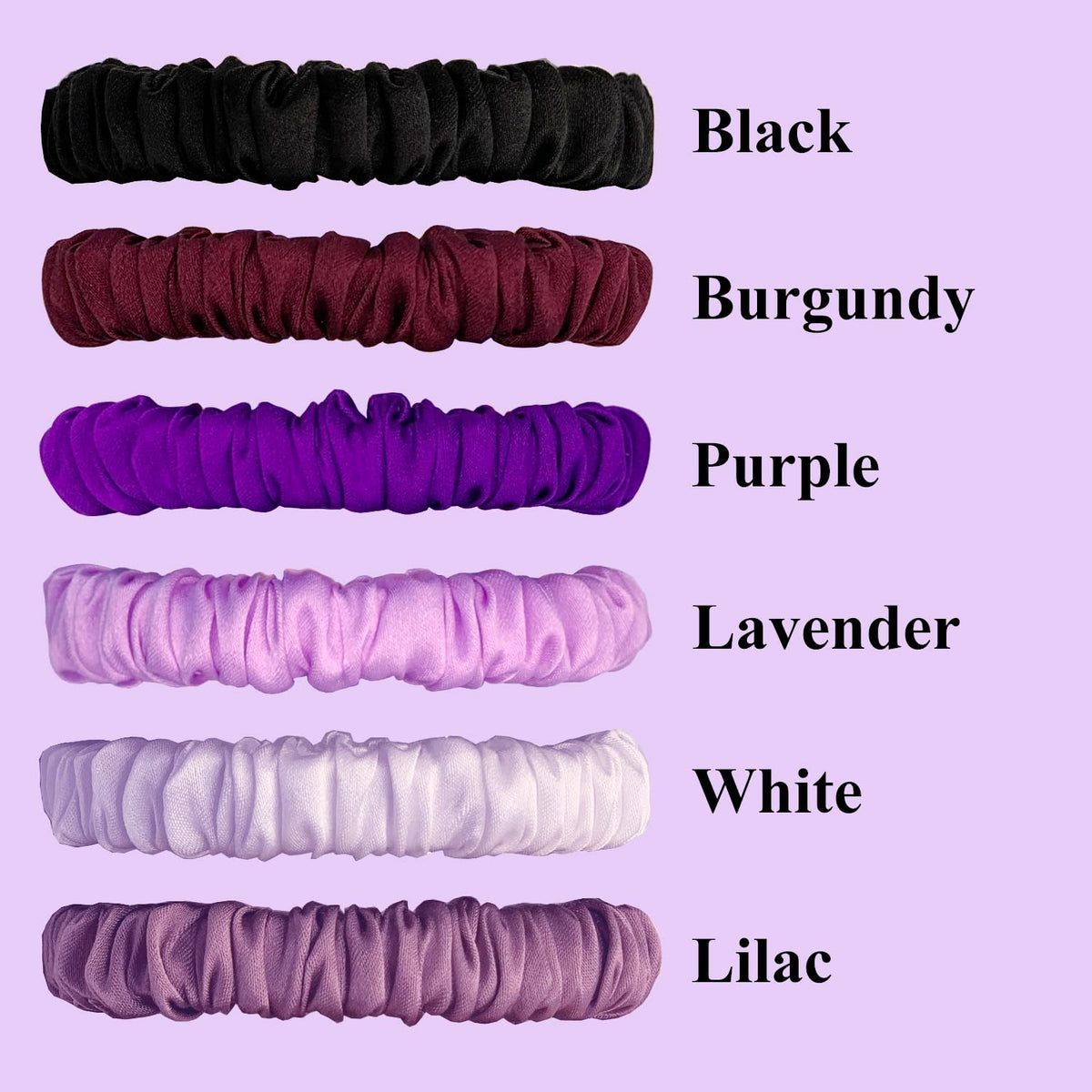 VLOMOT silk scrunchies in burgundy reduce snagging for smooth, comfortable wear.