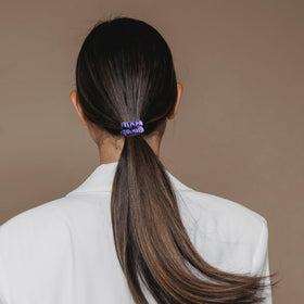VLOMOT mulberry silk scrunchies in grape offering durable, soft support.