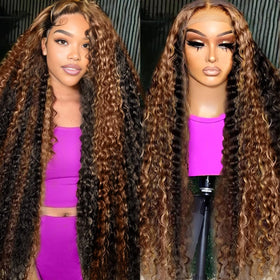 Vlusee 1B/30 ombre curly wig close-up showing natural texture for daily wear.