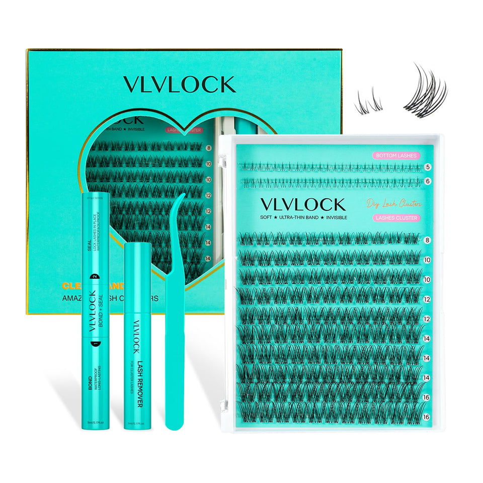VLVLOCK lash clusters kit clear band for a natural base and easy styling.
