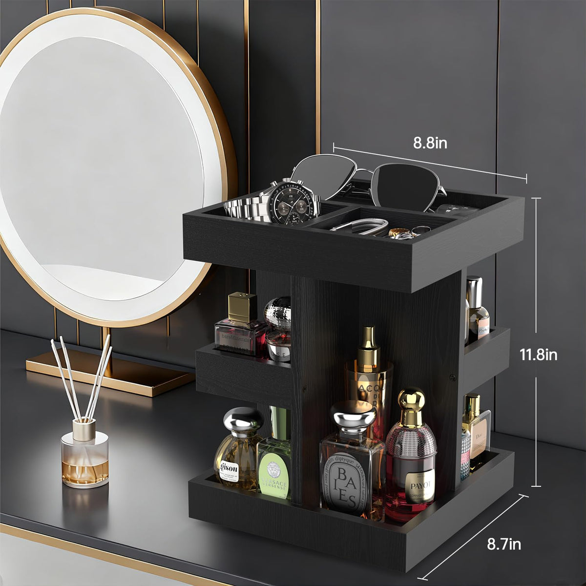 VLXXOI Cologne Organizer three-tier compartments neatly separating items