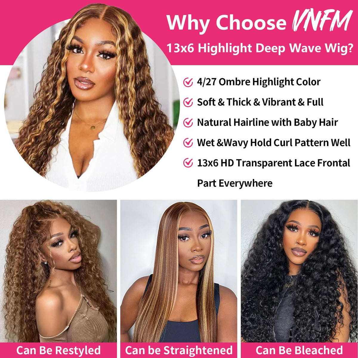 VNFM 200 density full-bodied wig for a luxurious, voluminous silhouette.
