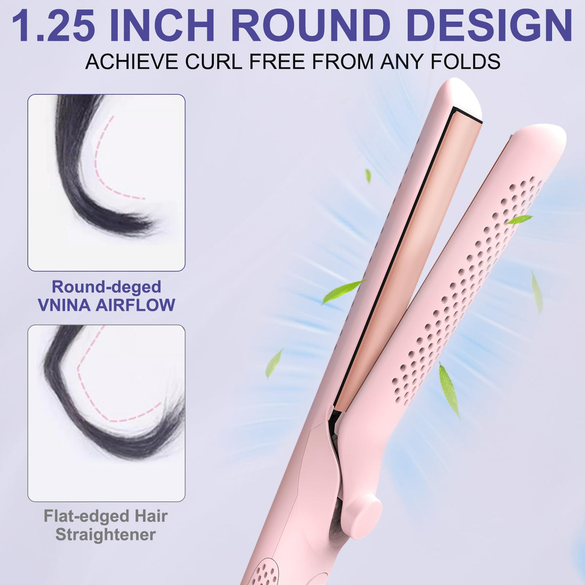 Vnina 2-in-1 Airflow Styler shows temperature dial for precise control.