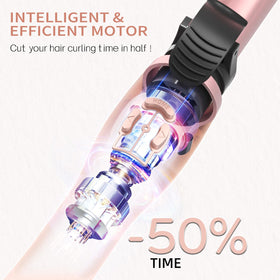 Vnina auto curler in use with a secure clip for effortless curls
