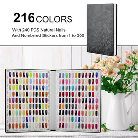 vnjaoi 216 nail color chart display book inside view with swatches and tips