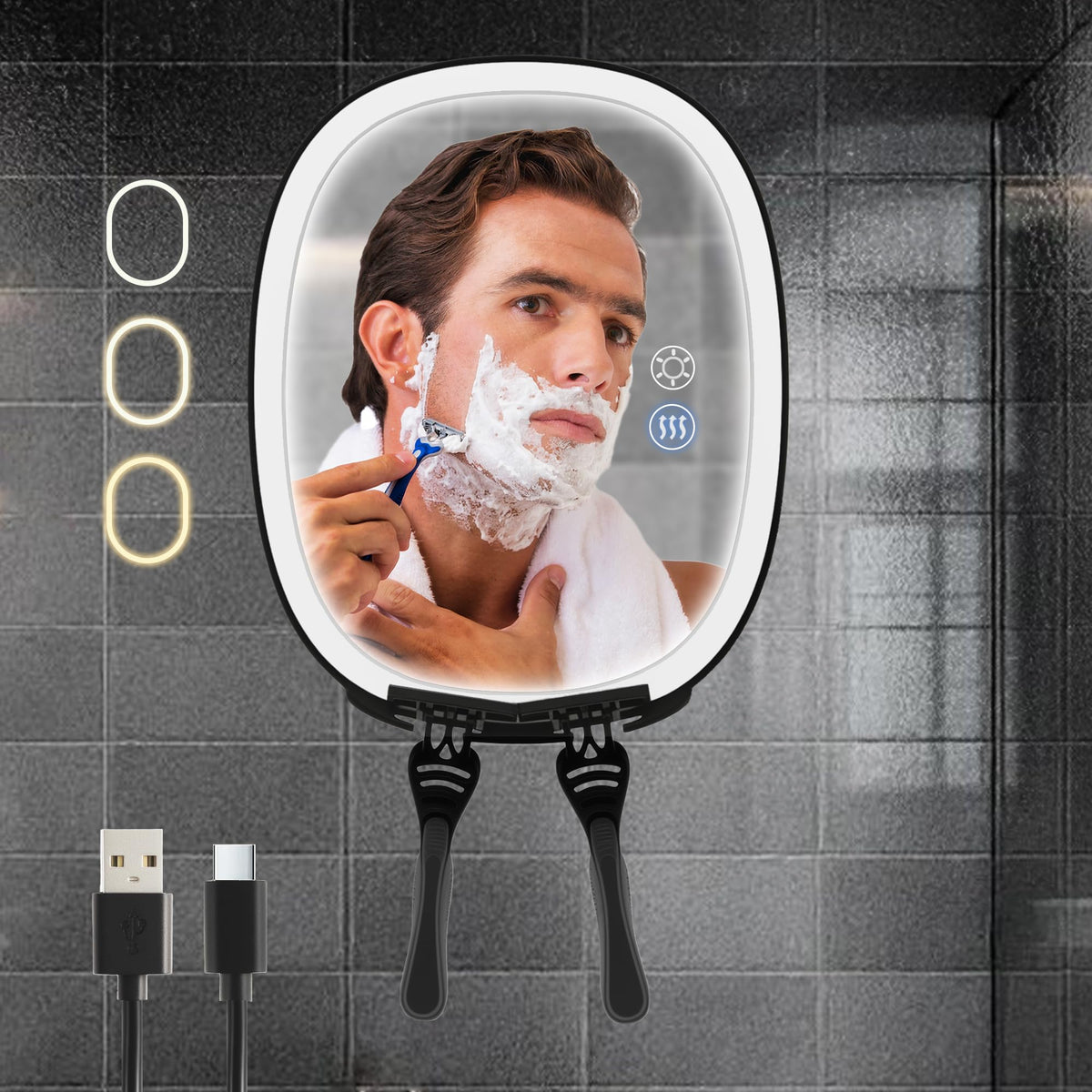 VOCOSTE shaving mirror in shower fogless mode for a clear view while grooming
