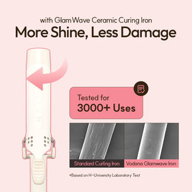 Vodana GlamWave coated plates minimize hair damage during styling.