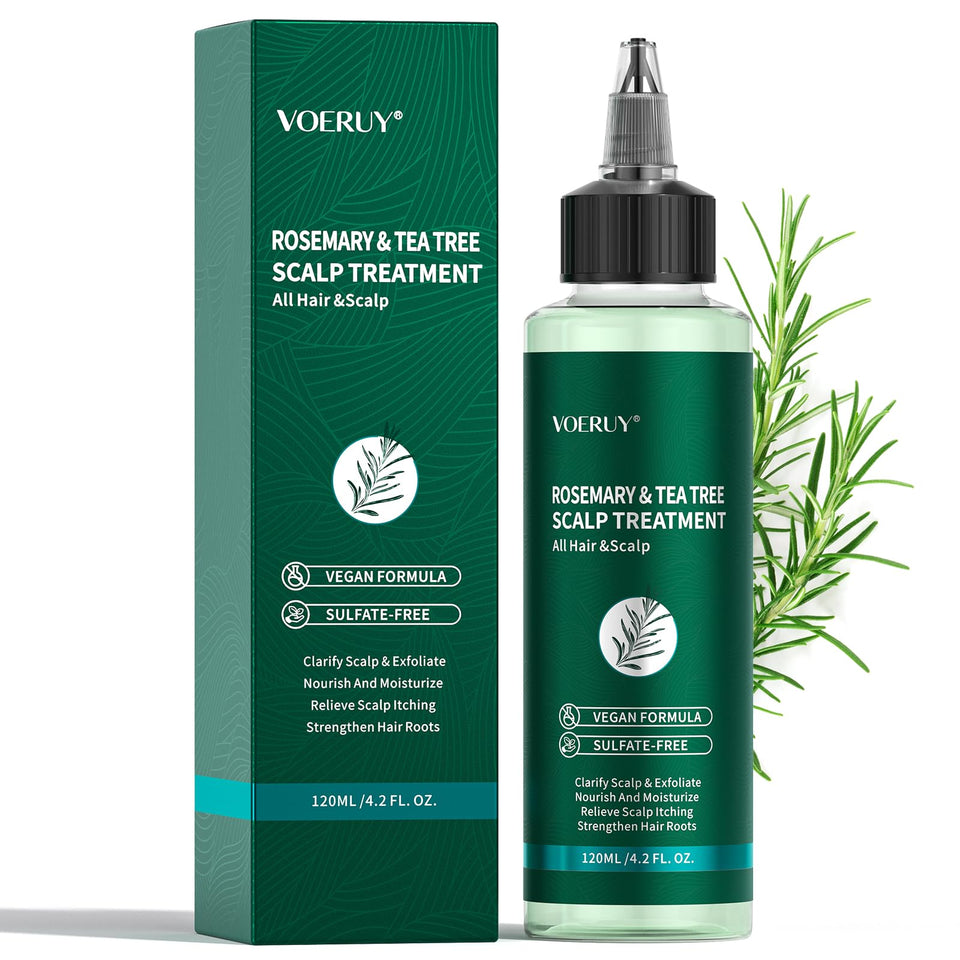 VOERUY Rosemary Tea Tree Scalp Detox bottle pour for a refreshing cleanse.