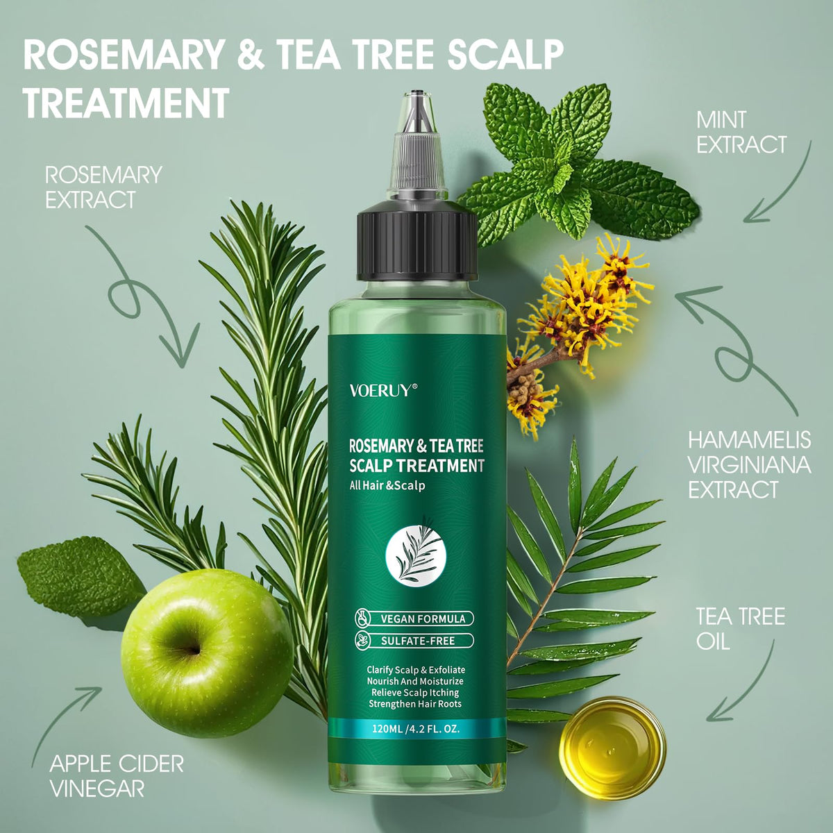 VOERUY Rosemary Tea Tree Scalp Detox scalp massage application for even distribution.