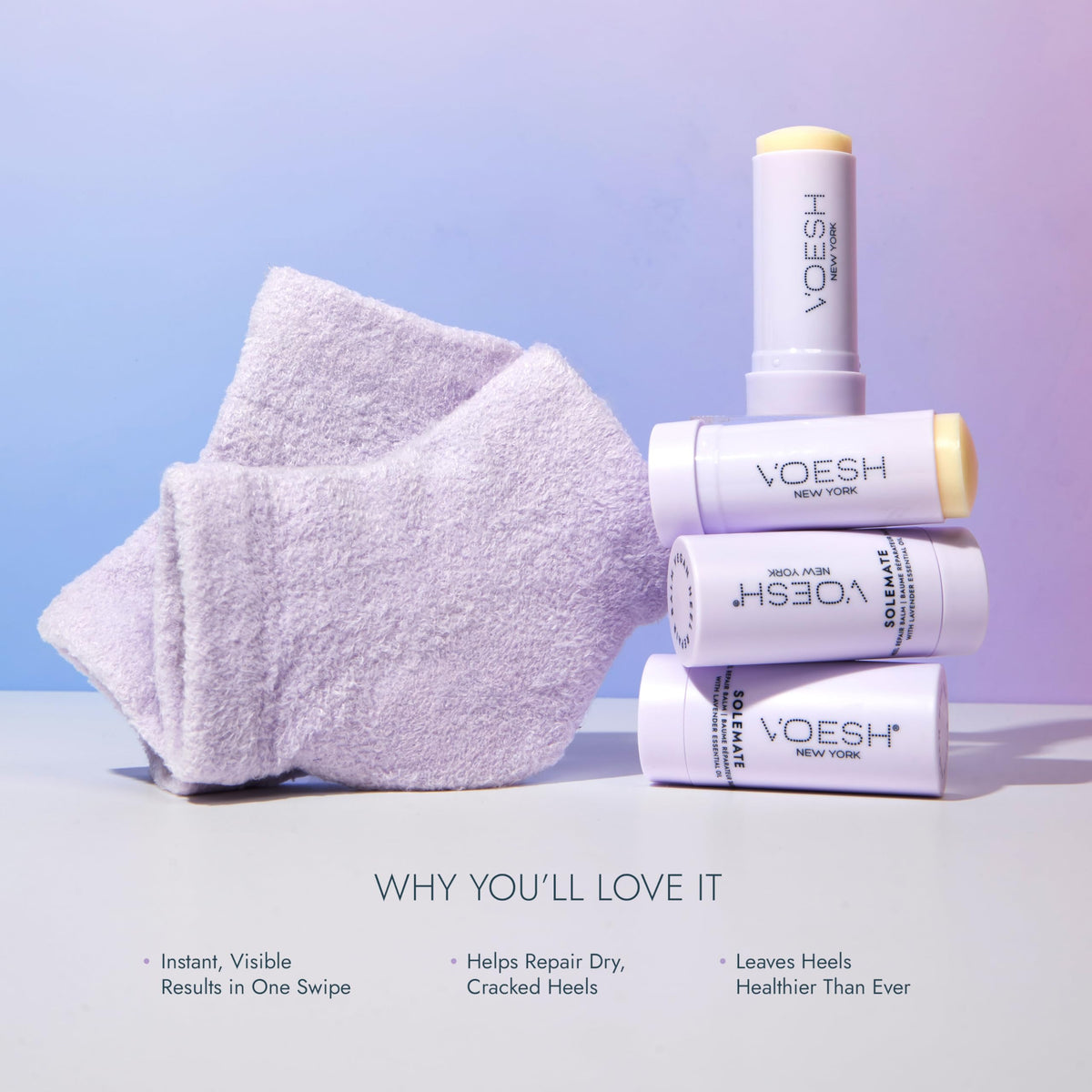 VOESH Solemate Heel Repair Balm application demonstrates mess-free, convenient care