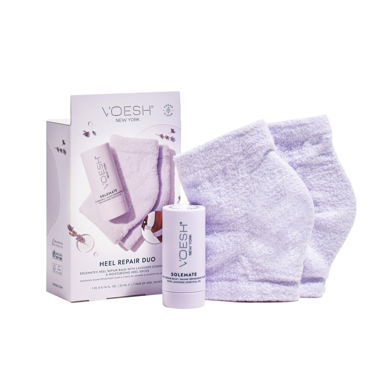VOESH Solemate Heel Repair Balm packaging for at-home foot care