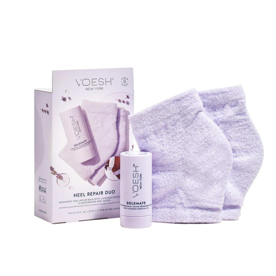 VOESH Solemate Heel Repair Balm packaging for at-home foot care