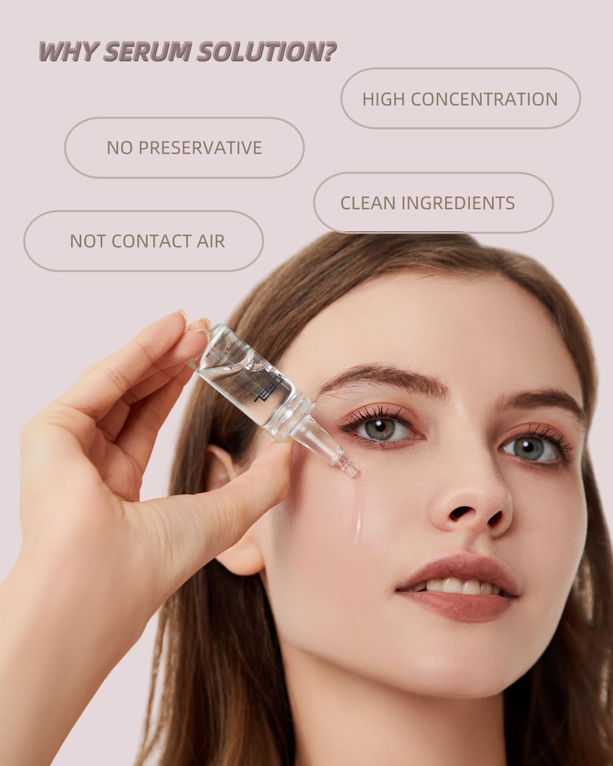 VOFEL Hyaluronic serum ampoules bottle close-up highlighting moisturizing hydration potential