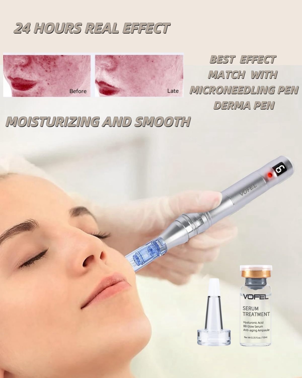 VOFEL Hyaluronic serum ampoules dropper set ready for at-home microneedling routines