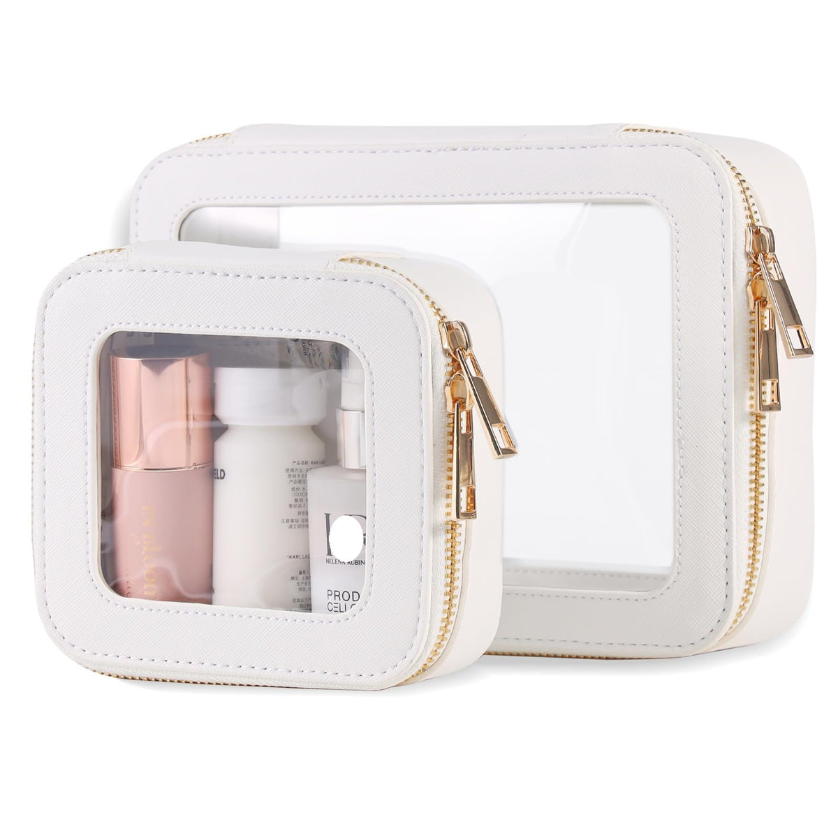 VOFIpremiAm small clear toiletry bag with transparent panel for quick item checks during travel
