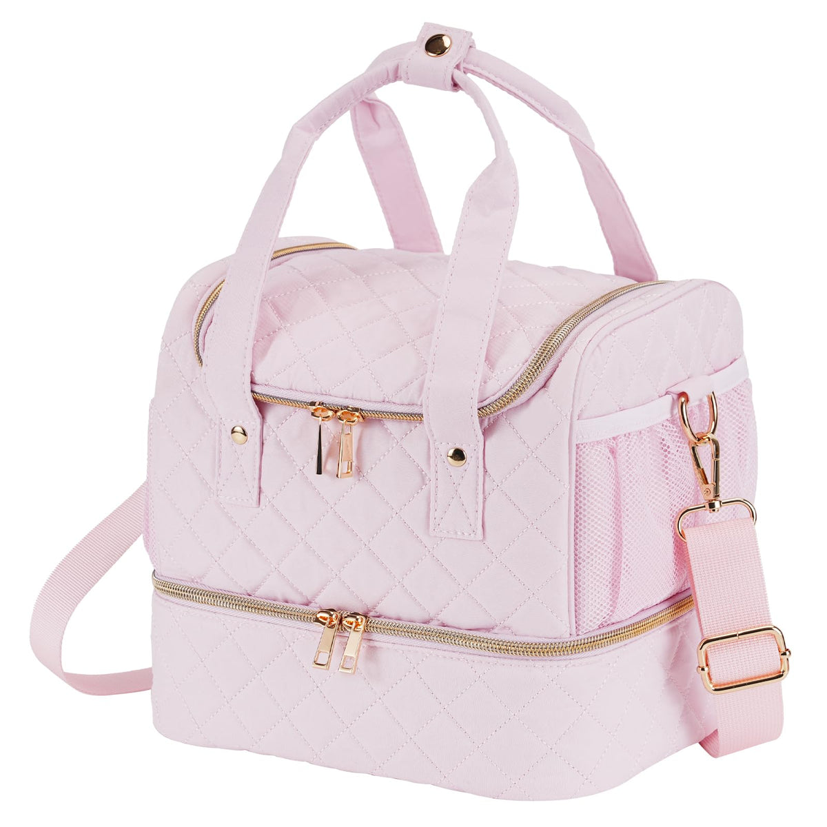 VOFIpremiAm nail polish organizer case front view highlighting stylish embroidery and convenient storage.