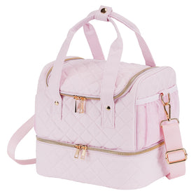 VOFIpremiAm nail polish organizer case front view highlighting stylish embroidery and convenient storage.