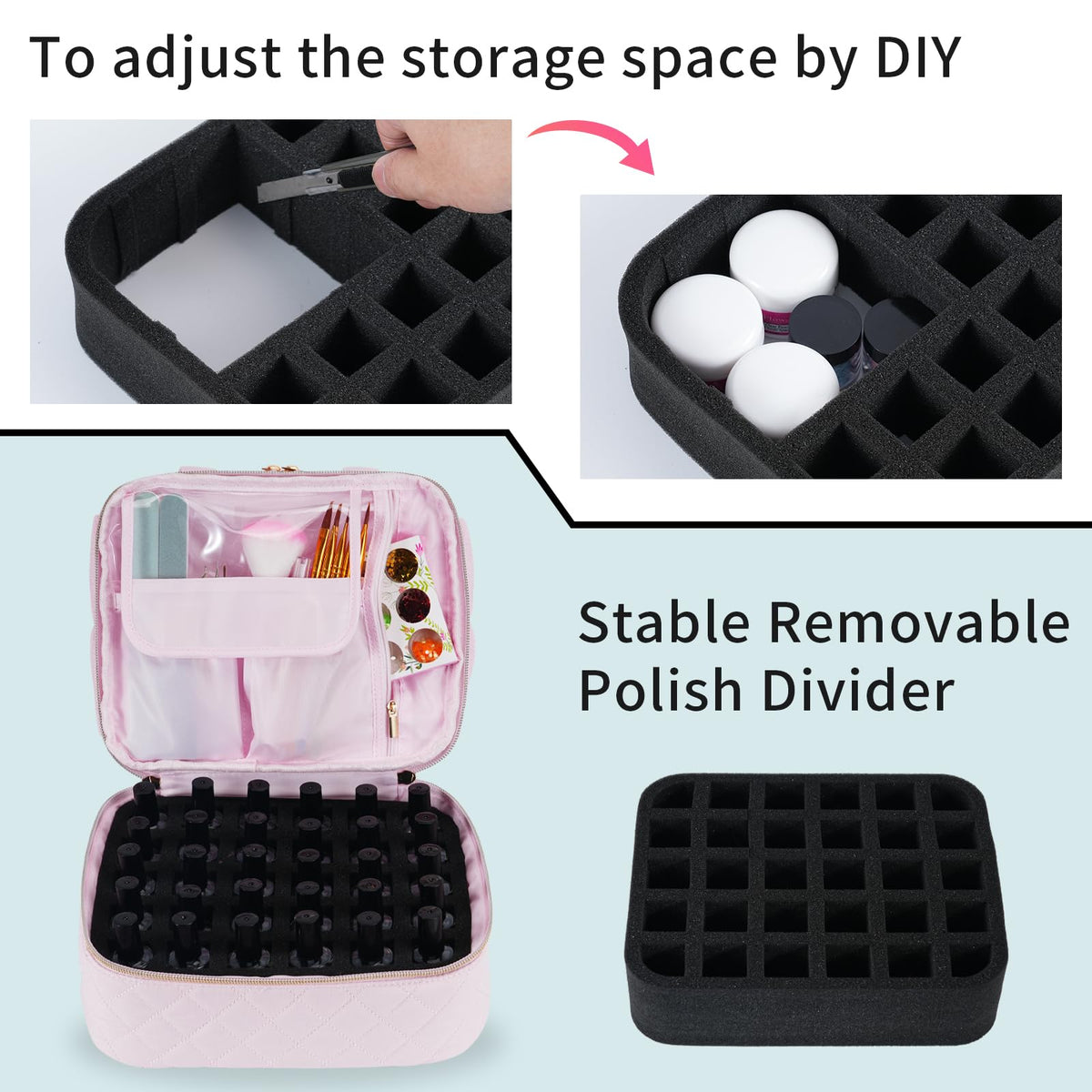 VOFIpremiAm organizer case side pocket detail for remover and accessories.
