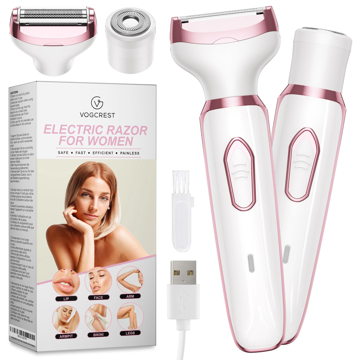 VG VOGCREST women’s electric razor for body skin, precise and smooth.