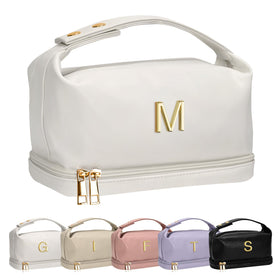 Vogewood makeup bag with double-layer design for organized cosmetics