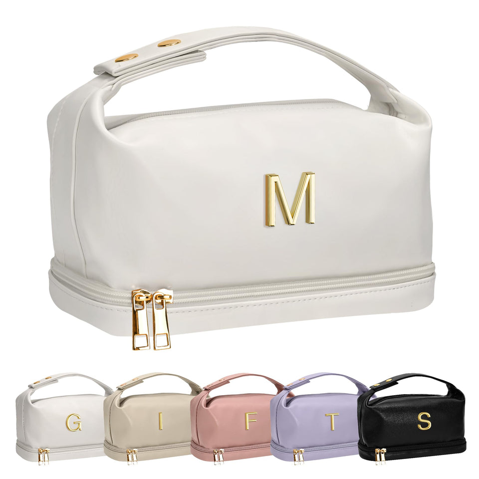 Vogewood makeup bag with double-layer design for organized cosmetics