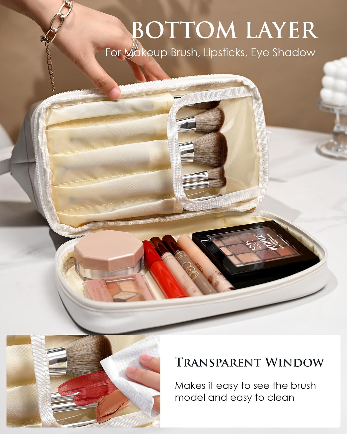 Vogewood soft PU leather bag protects contents from splashes during travel