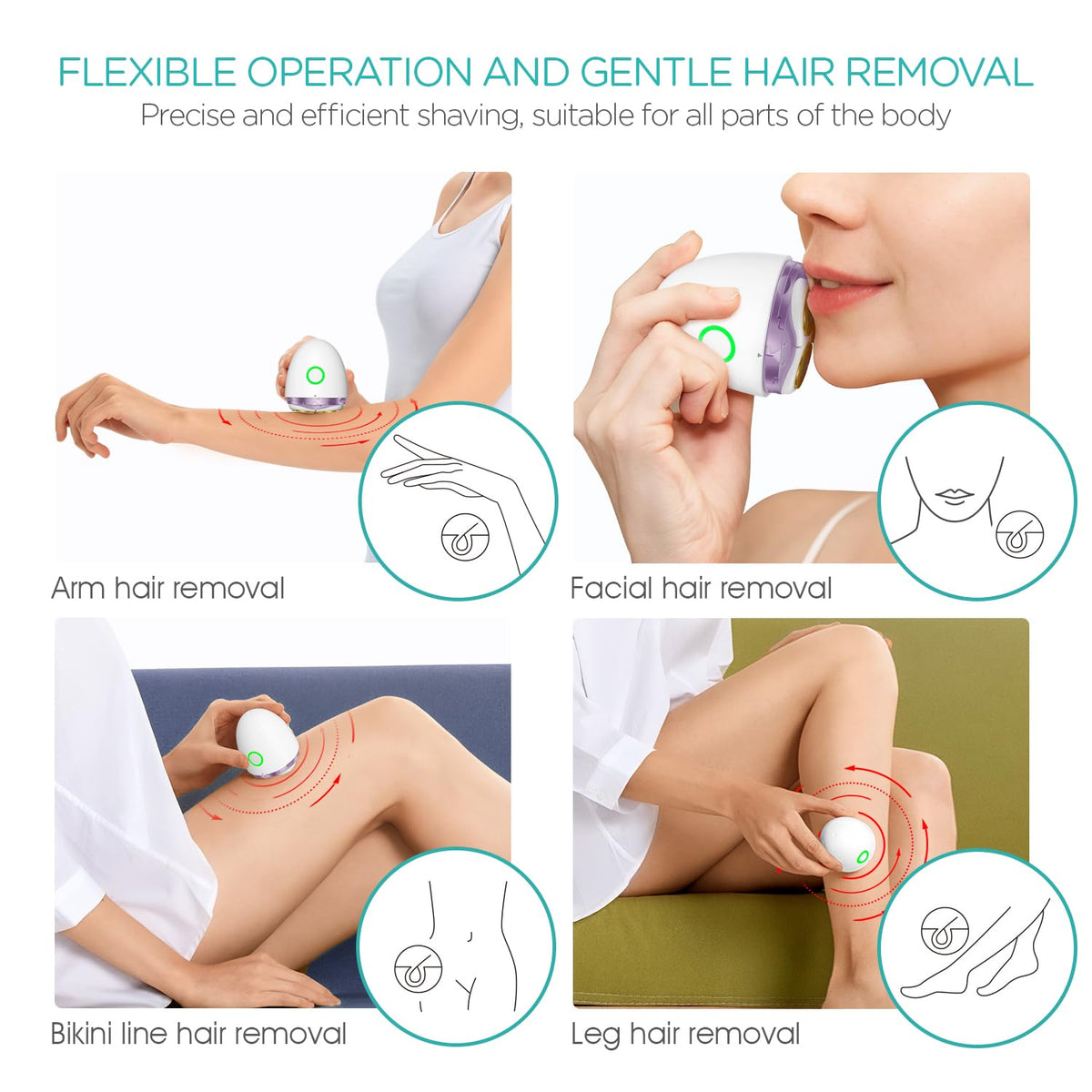 VOGOE ES300 safety design with 3D double-track net for smoother skin