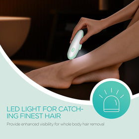 Two speed settings adapt to skin sensitivity and hair thickness