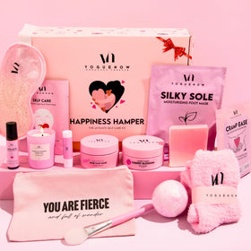 VogueNow spa gift kit box display, a 20-item self-care collection.