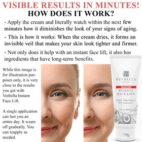 Voibella Beauty film-forming cream on skin creates a natural-looking, invisible layer.