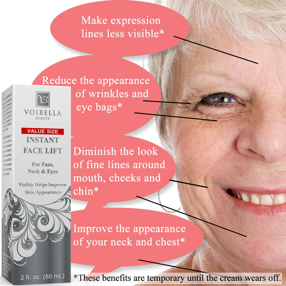 Voibella Beauty under-eye tightening cream delivers a smoother appearance with a discreet finish.