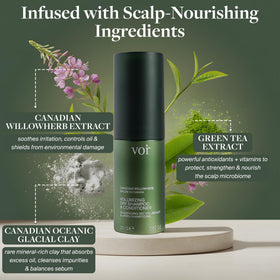 Voir Haircare glacial clay mineral-rich jar highlights scalp care.