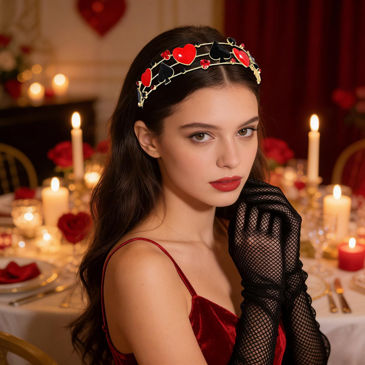 Vokone multi-layer pearl crystal headband for festive sparkling looks