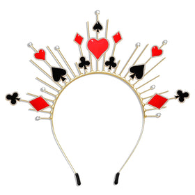 Vokone queen heart headband with gold spikes, perfect for bold Halloween looks.