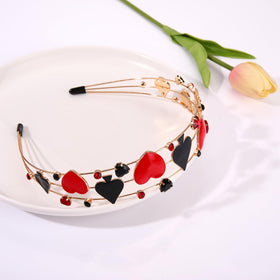 Vokone queen hearts hair accessory completes a cute Halloween ensemble