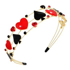 Vokone red Queen Hearts headband adds bold Halloween style for parties
