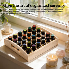 VolksRose 30-slot wooden storage box open inside reveals compartments.