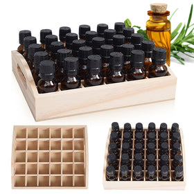 VolksRose 30-slot wooden storage box top view shows organized oils.