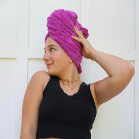 VOLO Hero Hair Towel showing anti-frizz performance for smooth styling.