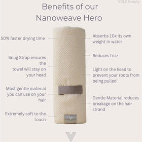 VOLO Hero Hair Towel in large wrap ideal for all hair lengths and textures.