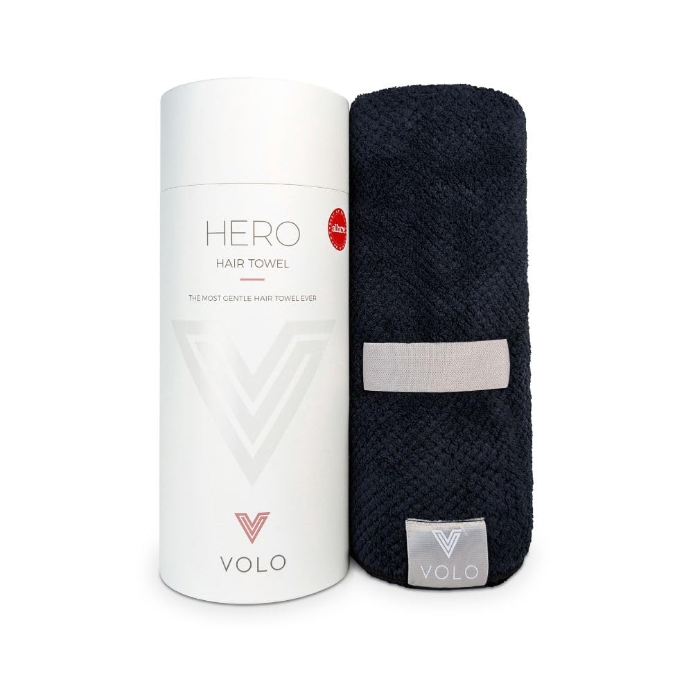 VOLO Hero Hair Towel Nanoweave close-up showing ultra-soft fabric for gentle drying.