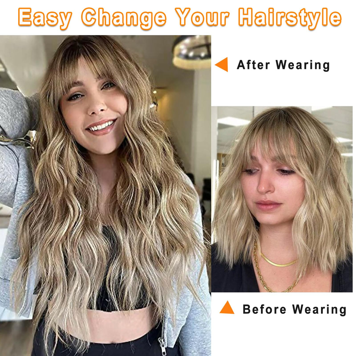 Vomella wig with adjustable straps and side clips stays secure.