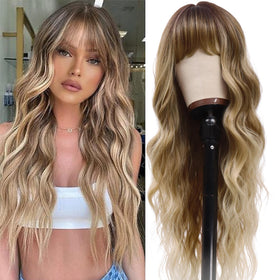 Vomella dirty blonde wig with bangs for a natural daily wear look.