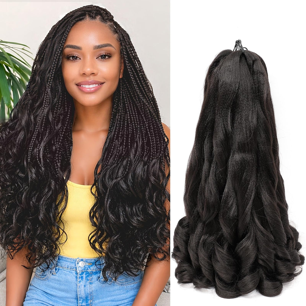 Vomella French Curl Braiding Hair 18-inch pre-stretched for quick, smooth installs.