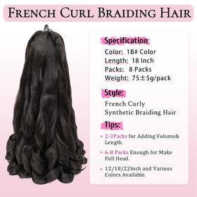 Vomella Loose-wavy 18-inch braiding hair in 1B black, ideal for protective styles.