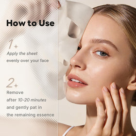 Voolga Sodium Hyaluronate Mask in use on skin for soothing hydration.