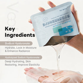 Voolga Sodium Hyaluronate Mask closeup highlights silky texture.