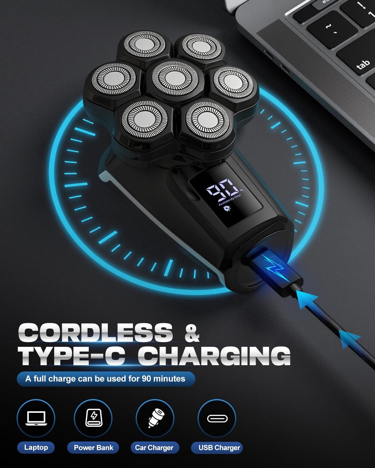 Voph 7D floating flex blades adapt to contours for smooth shaving.